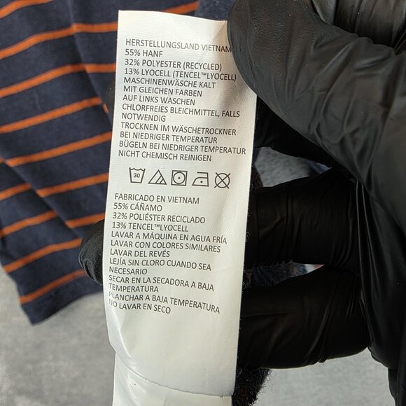 prAna Sweater Womens Small Blue Orange Striped Boatneck Hemp Blend Pullover - Picture 8 of 8